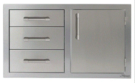Alfresco 32" Triple Drawer Combo Unit With Single Door-Left - AXE-DDC-L-SC 3 Alfresco 32" Triple Drawer Combo Unit With Single Door-Left - AXE-DDC-L-SC